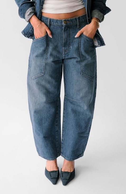 The Ali Petite Mid-Rise Barrel Jean