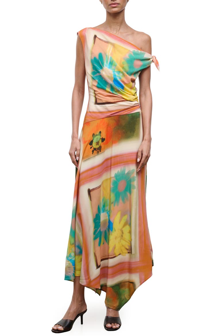 Portia Floral Print One-Shoulder Maxi Dress, Main, color, SUPERBLOOM