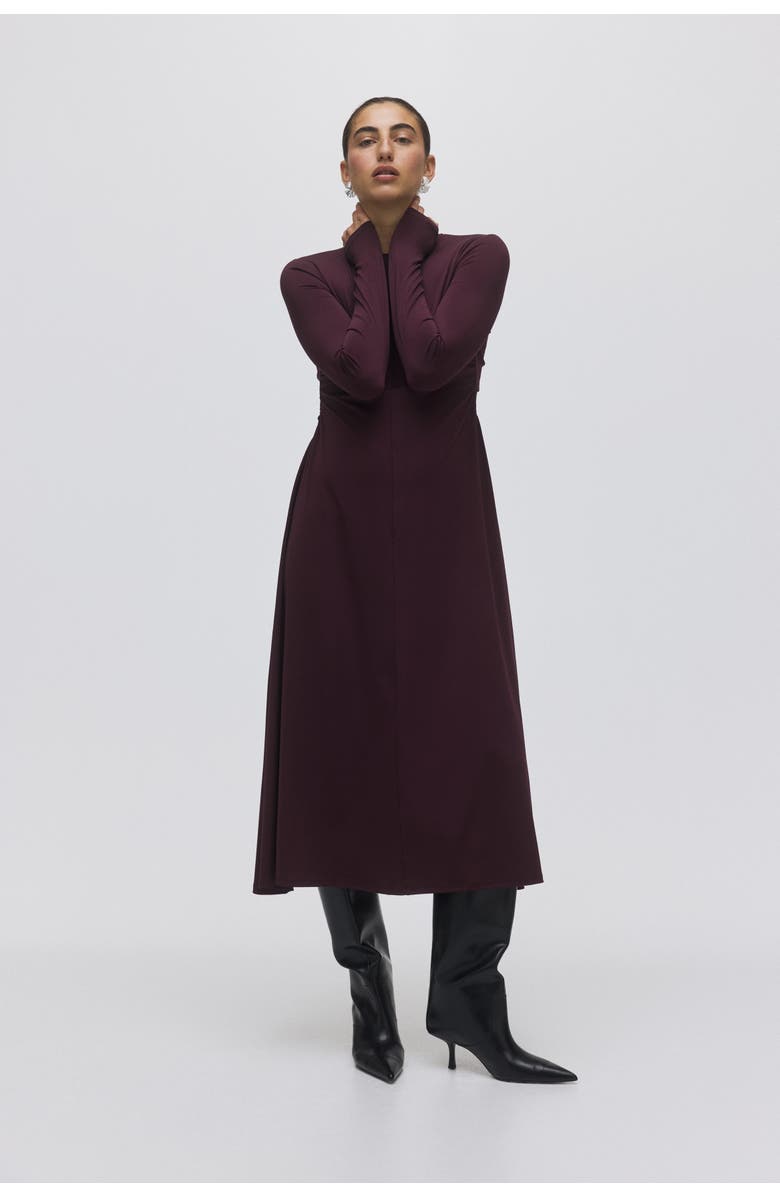 H&M Gathered Jersey Dress, Alternate, color, Burgundy