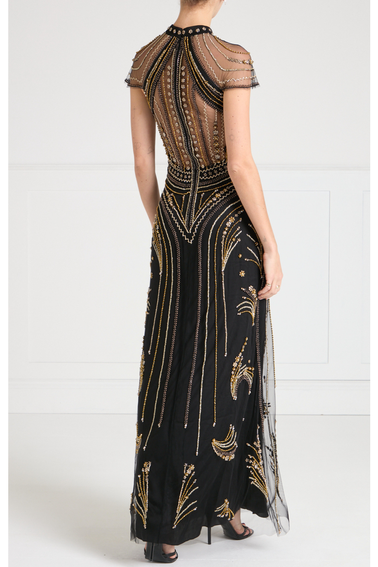 Serayha Gown, Alternate, color, Black/Gold