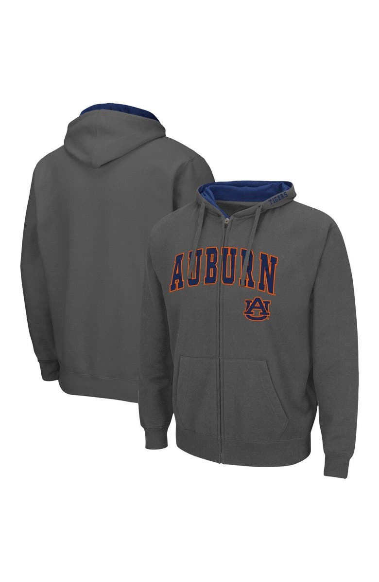 COLOSSEUM Men's Colosseum Charcoal Auburn Tigers Arch & Logo 3.0 Full-Zip Hoodie, Main, color, Charcoal