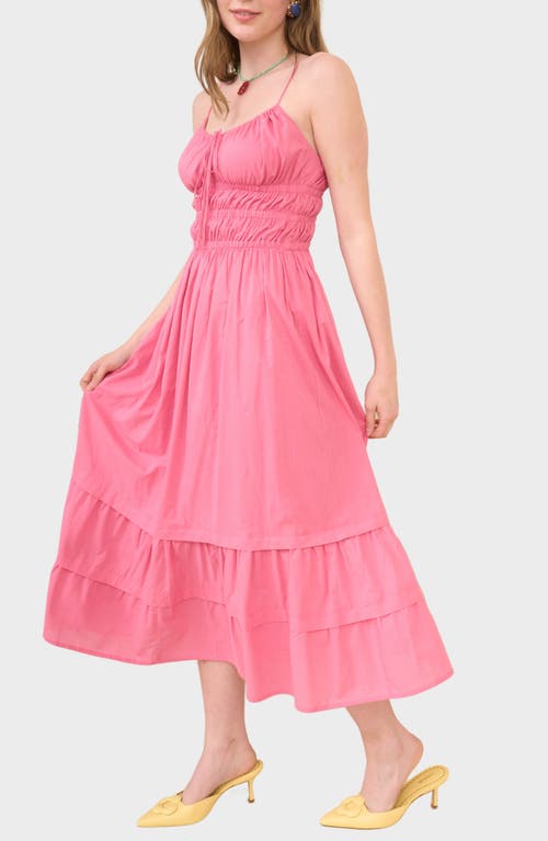 BLU PEPPER BLU PEPPER SMOCKED OPEN BACK COTTON MAXI DRESS