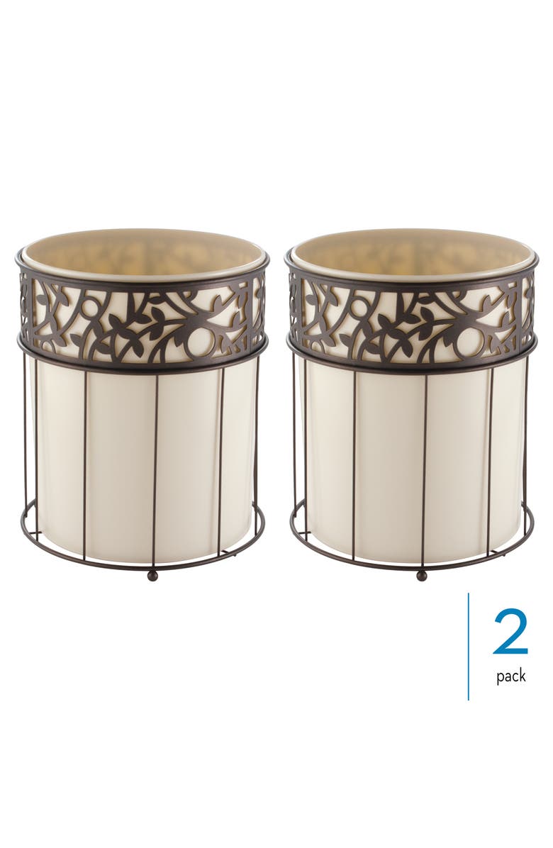 iDesign Metal Vine Trash Can with Insert - Set of 2 - Vanilla/Bronze, Alternate, color, Bronze