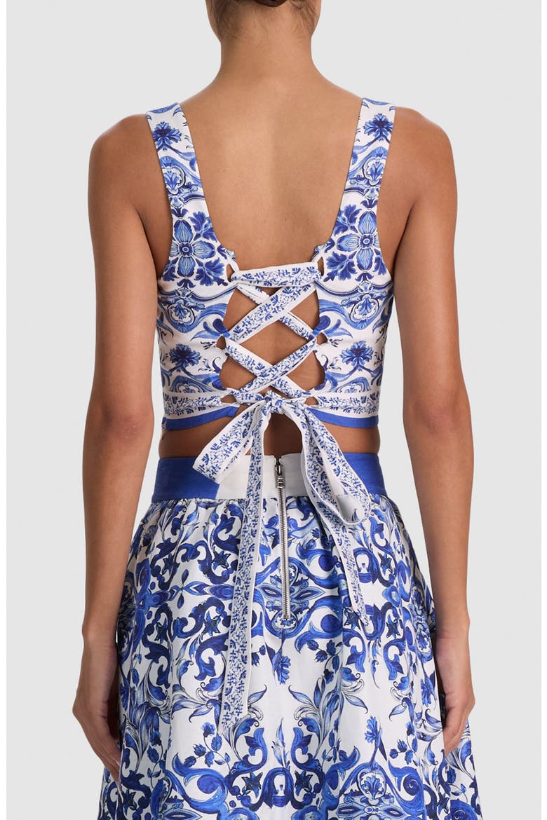 Miriam Tie Back Linen Blend Crop Top, Alternate, color, SOLSTICE