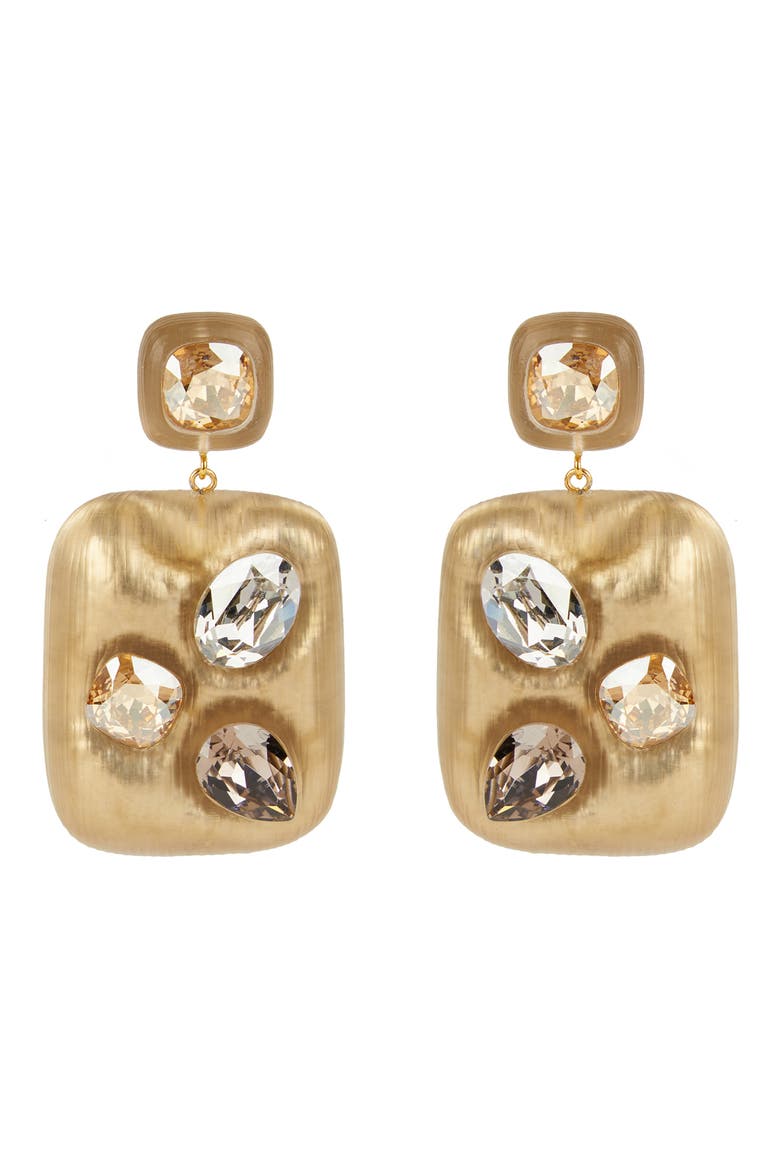 Future Antiquity Crystal Studded Lucite® Drop Earrings, Main, color, TAUPE