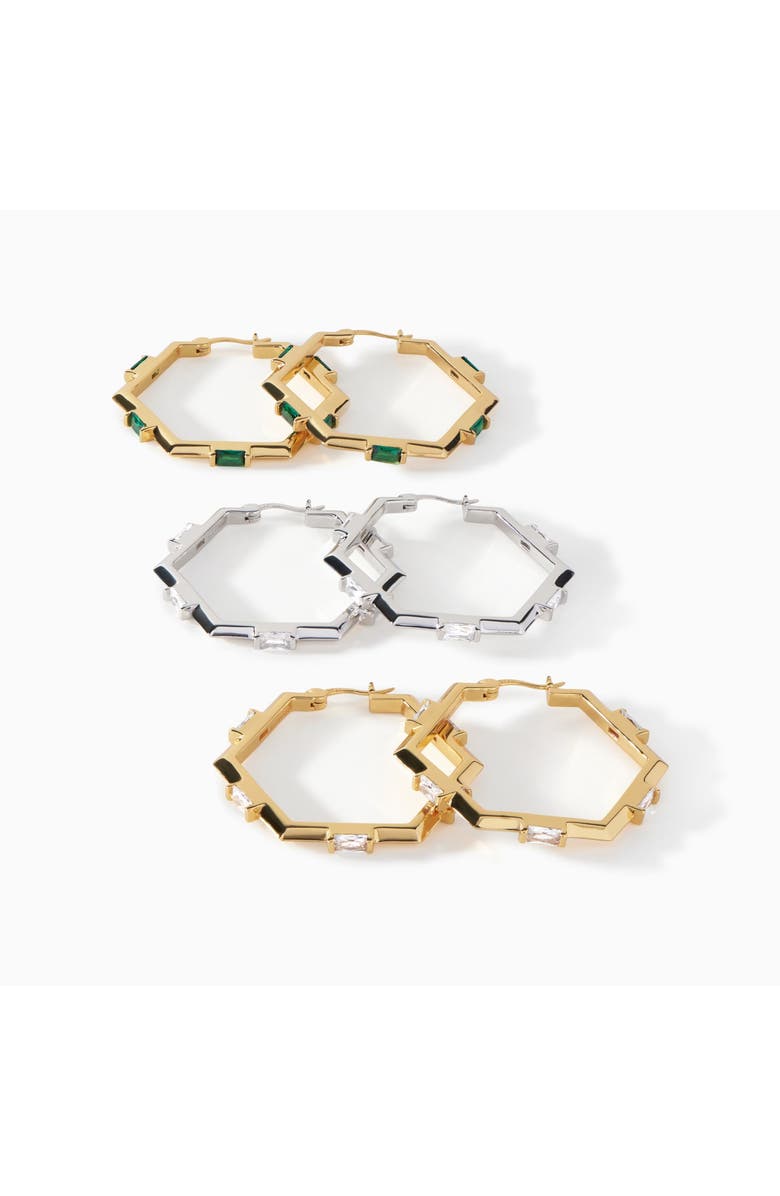 Ora Ana The Claire Hoop Earrings, Alternate, color, Gold/White Cz