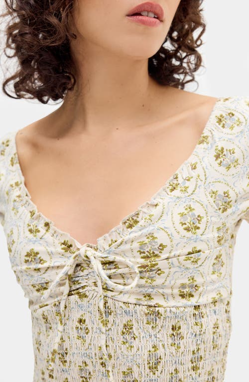 BDG URBAN OUTFITTERS BDG URBAN OUTFITTERS SYDNEY SMOCKED STRETCH COTTON CROP TOP 