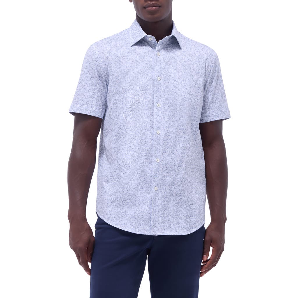 Bugatchi Miles Ooohcotton® Abstract Print Short Sleeve Button-up Shirt In Mint