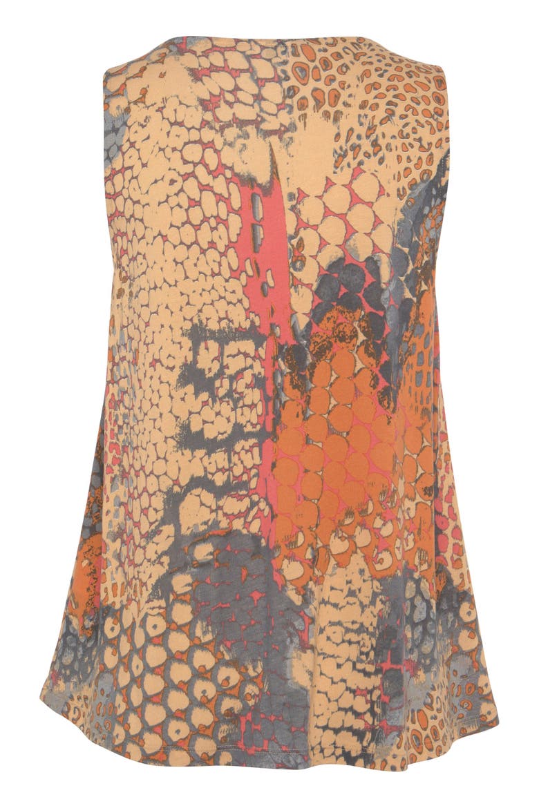 Printed V-Neck Tank Top, Alternate, color, Orange Multi