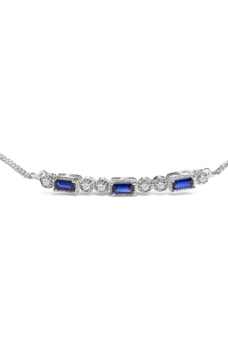Haus of Brilliance .925 Sterling Silver Created Blue Sapphire and White Sapphire Bolo Bracelet, Alternate, color, White