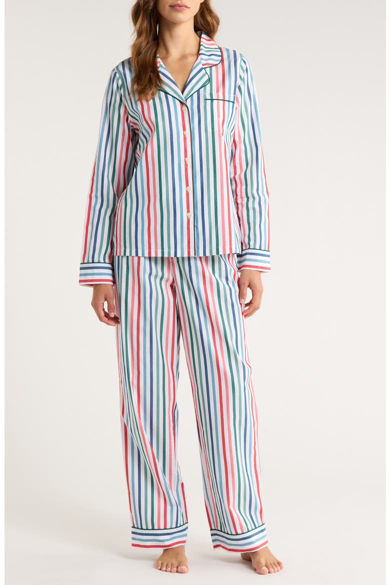 Classic Cotton Pajamas, Main, color, IVORY- RED MULTI STRIPE