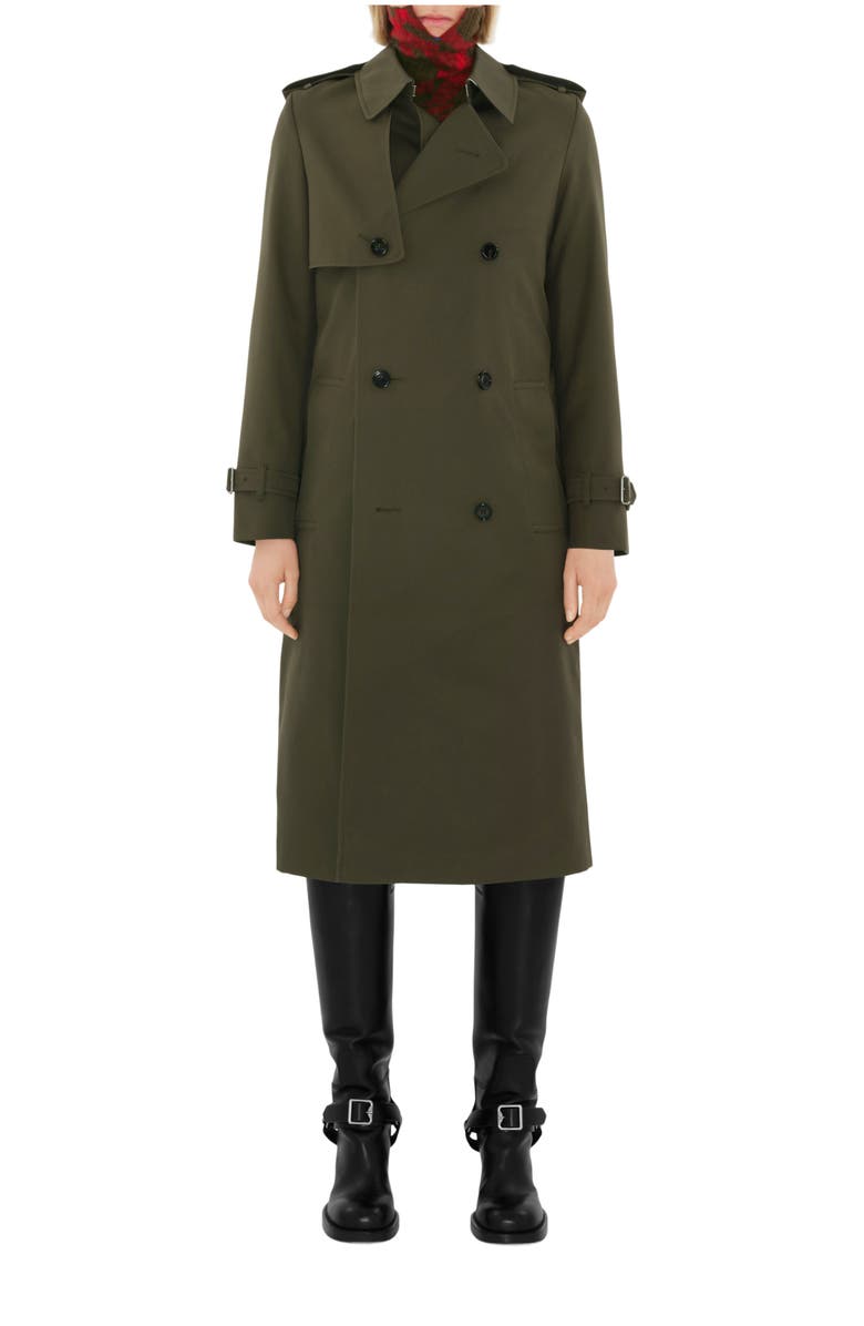 Burberry Long Cotton Blend Trench Coat, Main, color, 