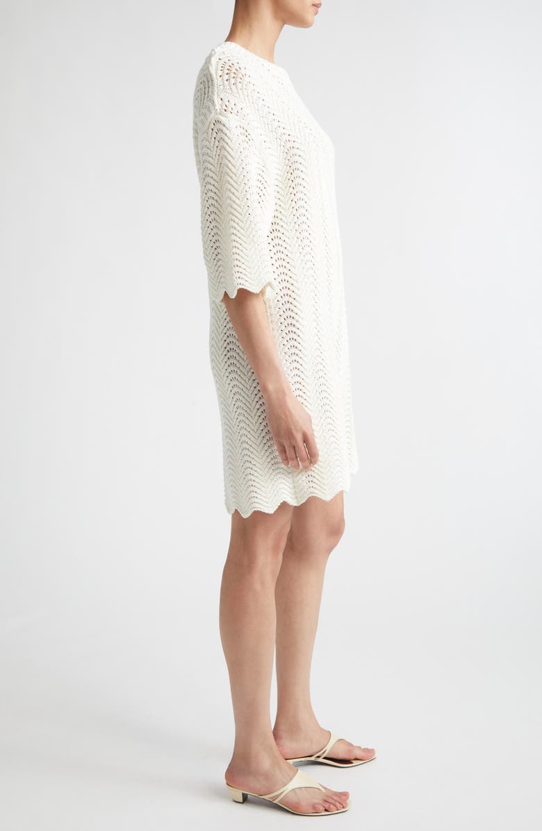 LOULOU DE SAISON WAFA Ottoman Pointelle Sweater Dress, Alternate, color, Ivory