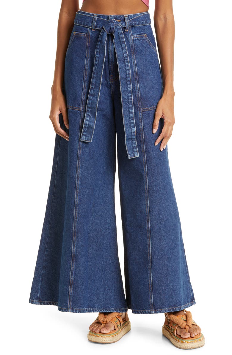 FARM Rio Tie Waist Wide Leg Jeans, Main, color,