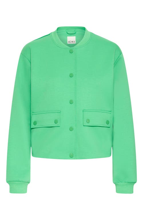 Ichi Kate Knit Bomber Jacket In Green