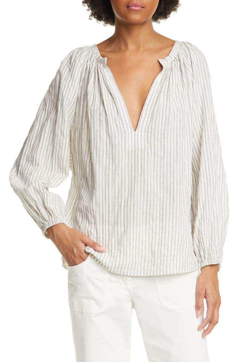 Brooke Stripe Cotton Blend Top, Main, color, BLACK/ NATURAL STRIPE