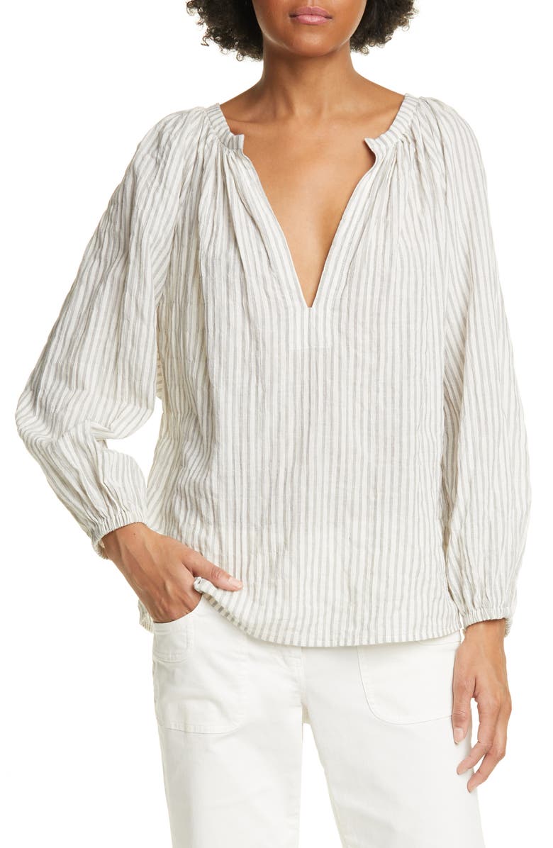 Nili Lotan Brooke Stripe Cotton Blend Top, Main, color, 