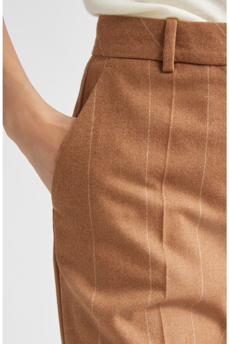 Pinstripe Wool Straight Leg Pants, Alternate, color, 157 COGNAC