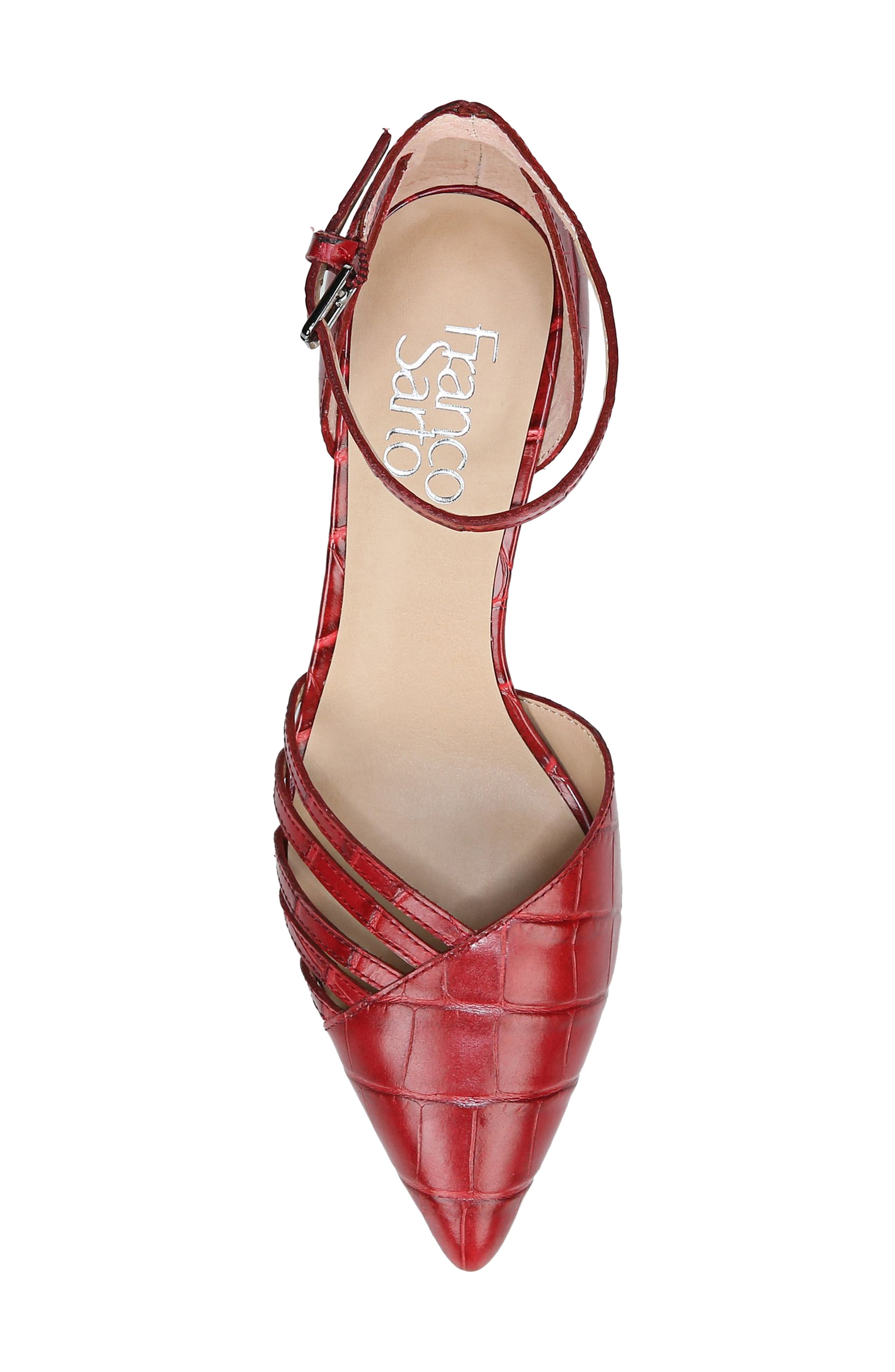 Talana Pointed Toe Ankle Strap Pump, Alternate, color, DARK RED LEATHER