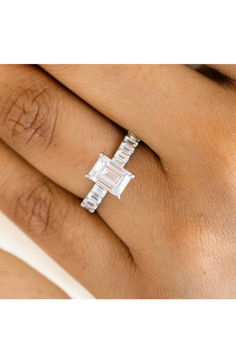 Balacia Emerald Cut Engagement Ring with Emerald Cut Side Diamonds, Alternate, color, 14K White Gold