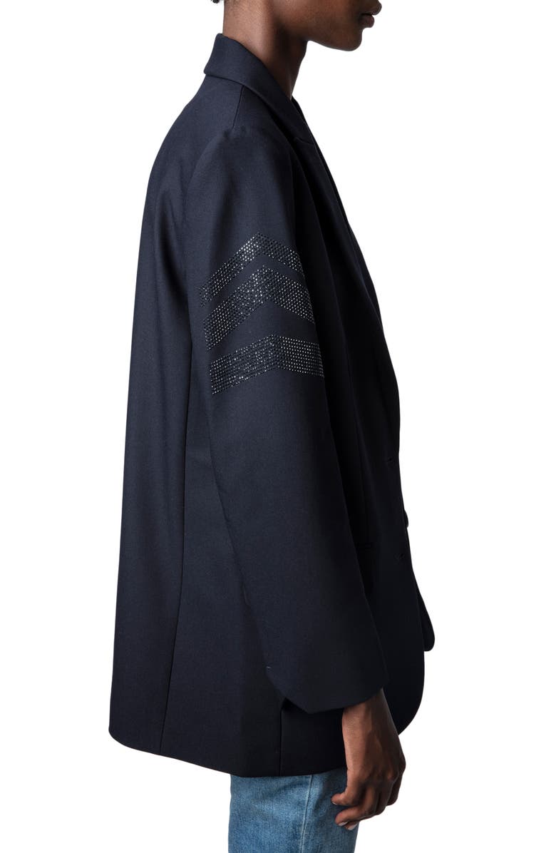 Zadig & Voltaire Viva Arrow Embellished Oversize Blazer, Alternate, color,