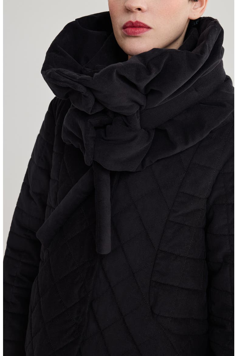 Violette Quilted Velvet Scarf, Main, color, Black