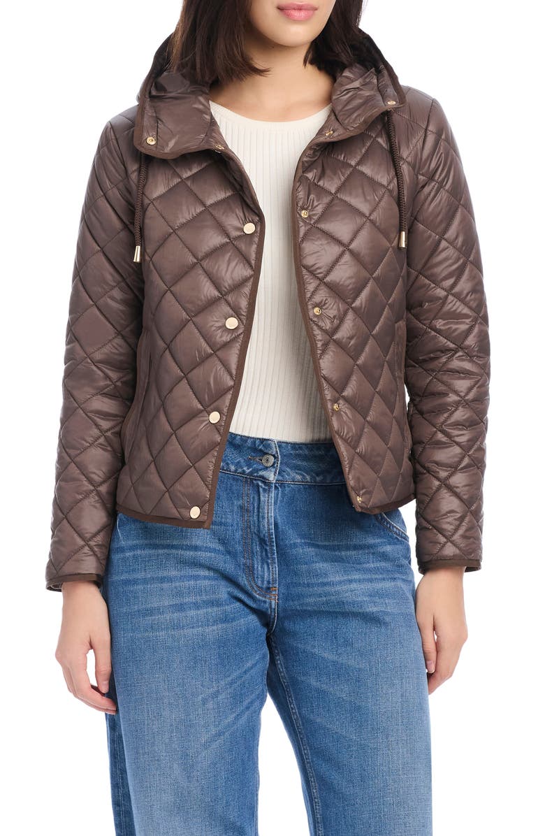 Kate Spade New York hooded quilted packable jacket, Alternate, color, Roasted Acorn