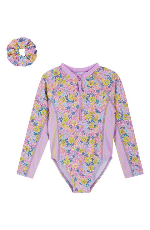 Kids
 Long Sleeve One-Piece Rashguard Swimsuit 
Scrunchie Set (Toddler)