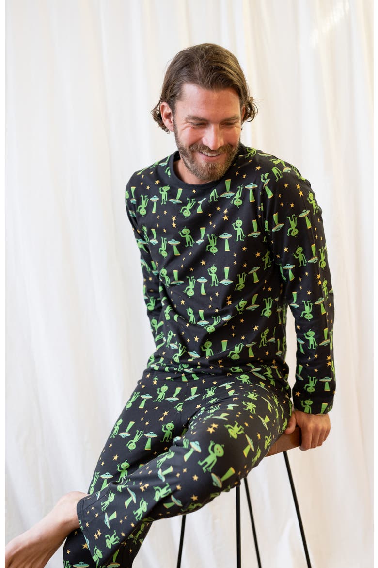 Men's Loose Fit Cotton Matching Family Pajamas, Fun & Character Themes, Alternate, color, Alien