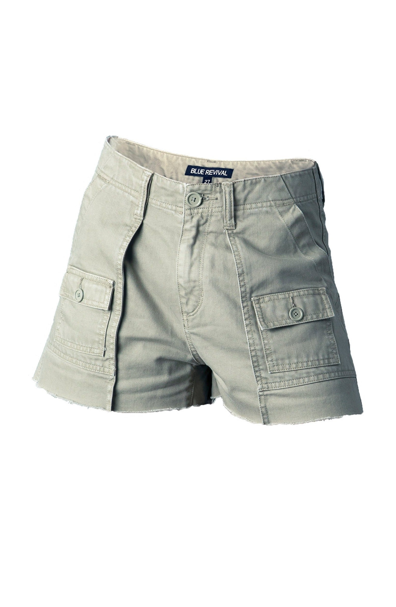 BLUE REVIVAL Adeline Cargo Shorts, Alternate, color, Light Olive