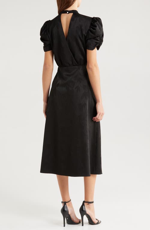 Julia Jordan Floral Jacquard Mock Neck Midi Dress In Black