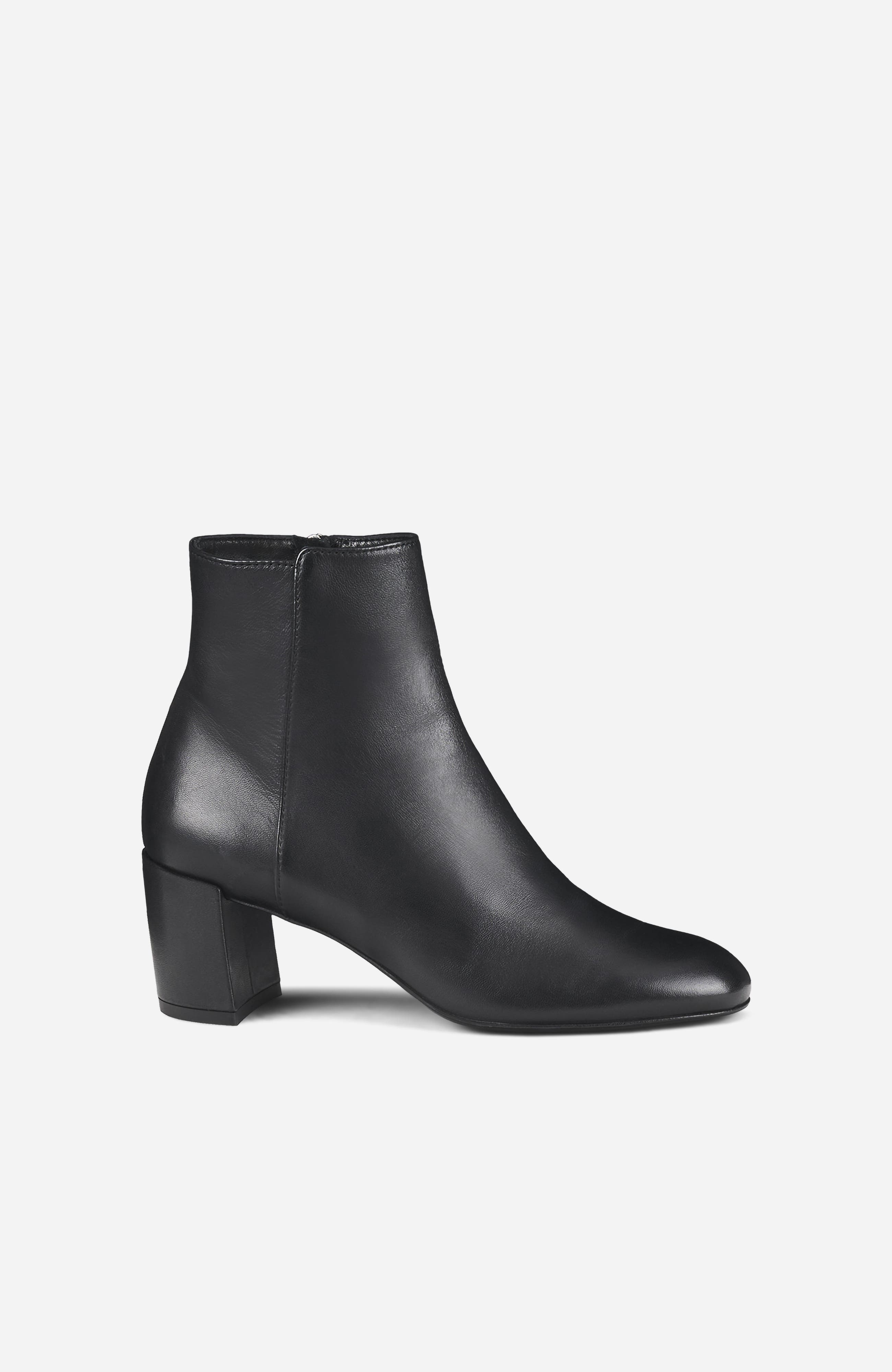 Lynn Bootie Heeled Leather Ankle Boot, Main, color, Black Nappa