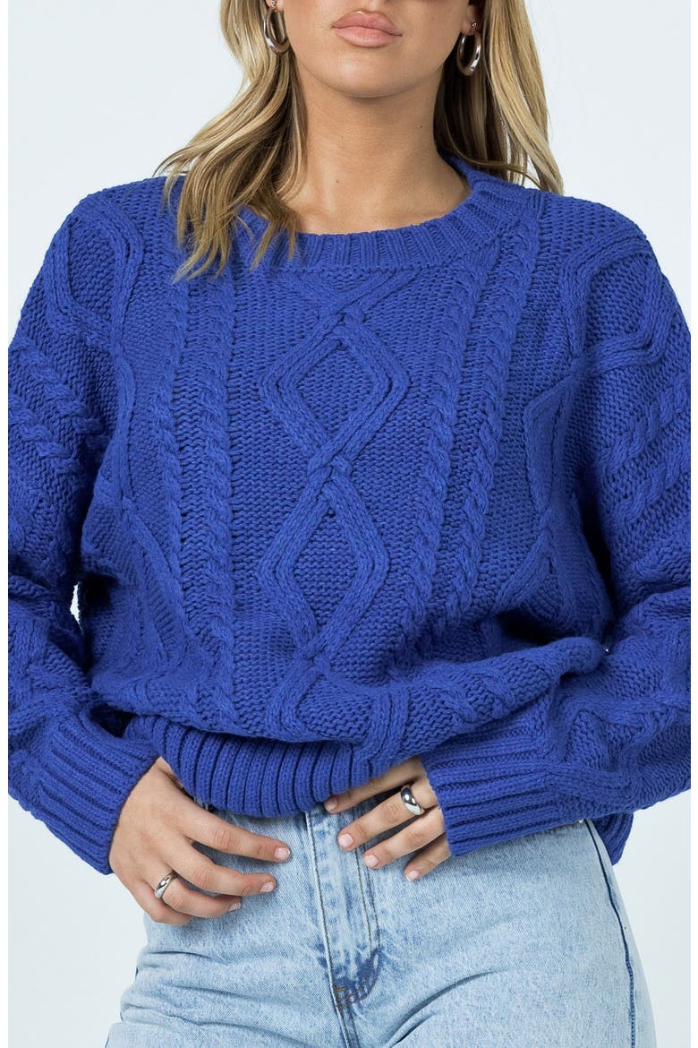 Anaya Oversize Cable Stitch Sweater, Main, color, BLUE