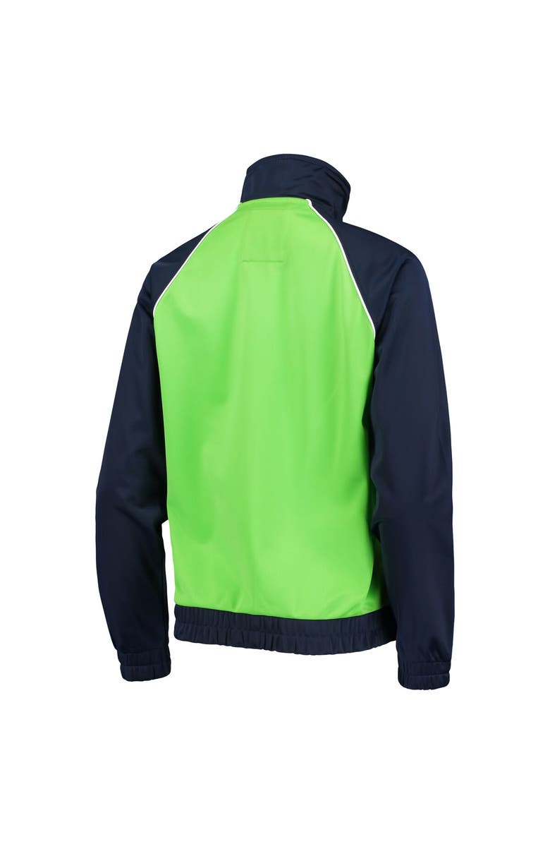 G-III 4HER BY CARL BANKS Women's G-III 4Her by Carl Banks College Navy/Neon Green Seattle Seahawks Backfield Raglan Full-Zip Track Jacket, Alternate, color, 