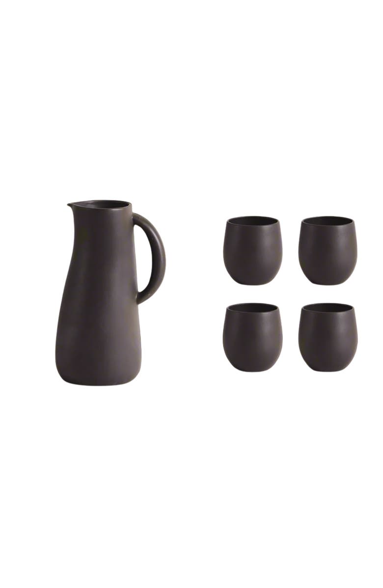 Gharyan Stoneware Serenity Jug & Cup Set, Main, color, Black
