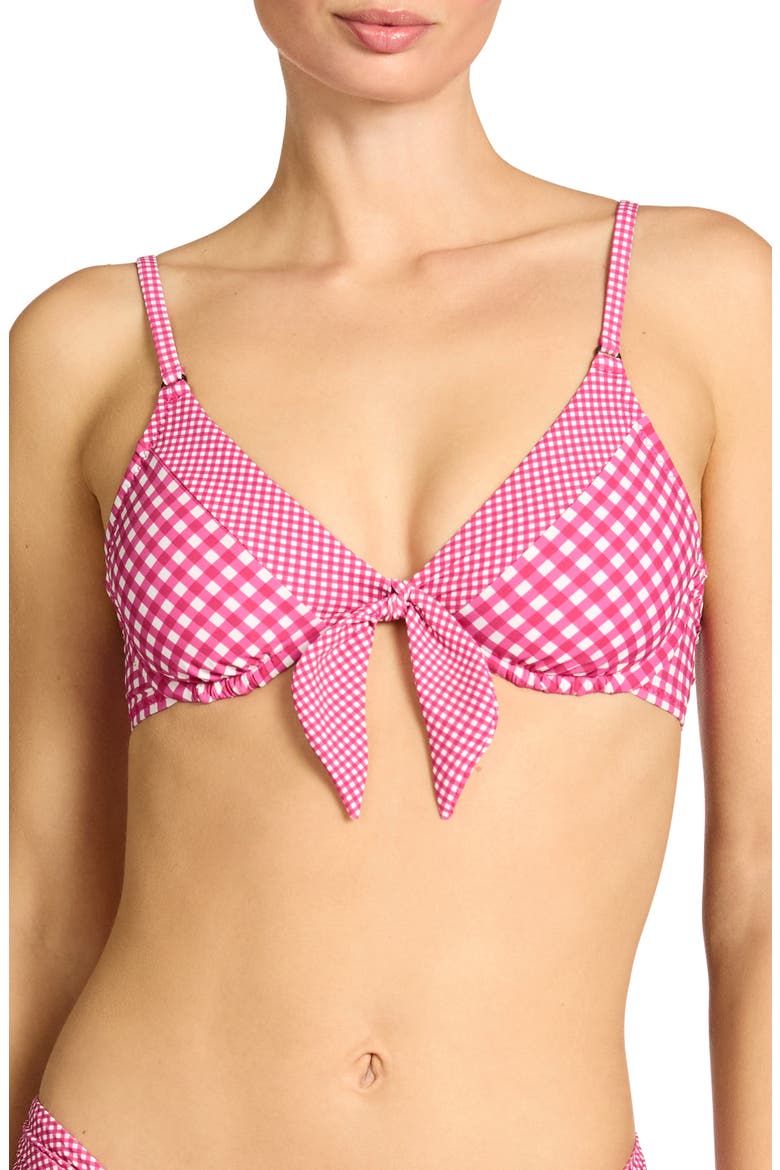 Brigitte Tie Front Underwire Bikini Top, Main, color, DRAGON/ FRUIT/ CREAM