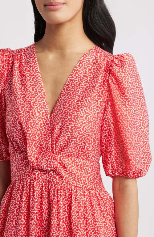 CASLONR CASLON(R) TWIST DETAIL ALLOVER PRINT MIDI DRESS