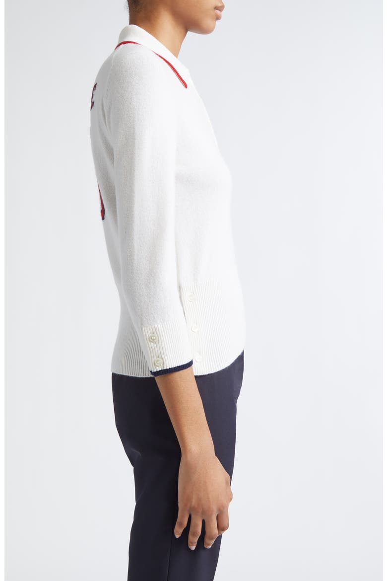Jersey Intarsia Cashmere Sweater, Alternate, color, WHITE