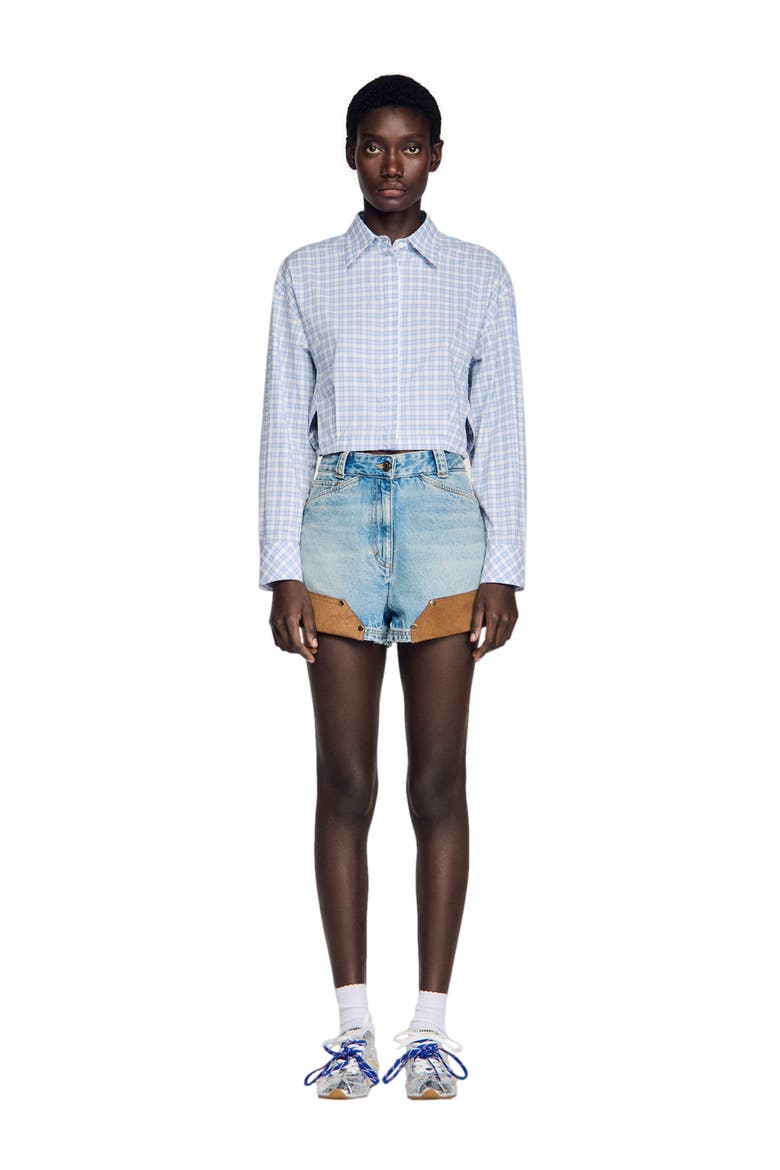 Short checked shirt, Alternate, color, Blu / white