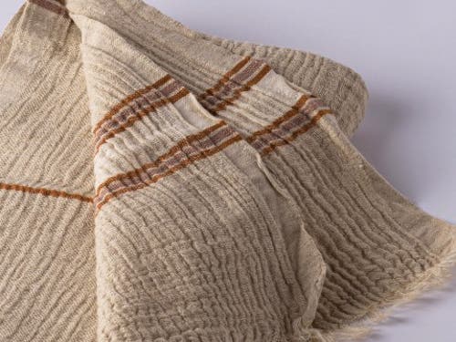 Loom.ist Hand Loomed Muslin Linen Beach Towel In Brown