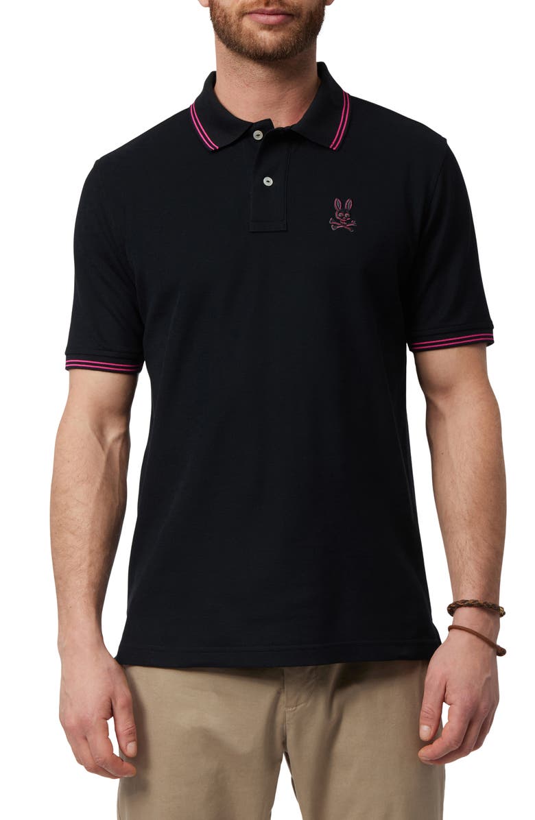 Psycho Bunny Tipped Logo Embroidered Pima Cotton Piqué Polo, Main, color,
