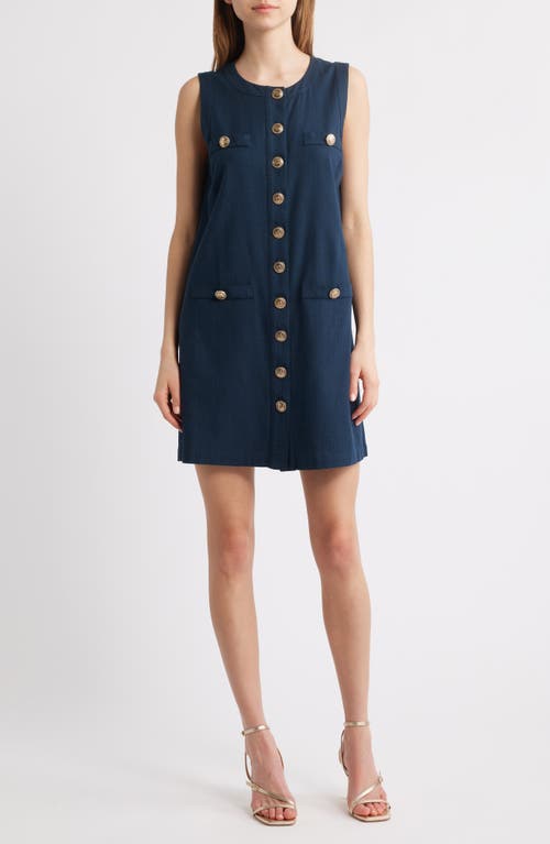 Zoe And Claire Sleeveless Button Down Shirt Dress