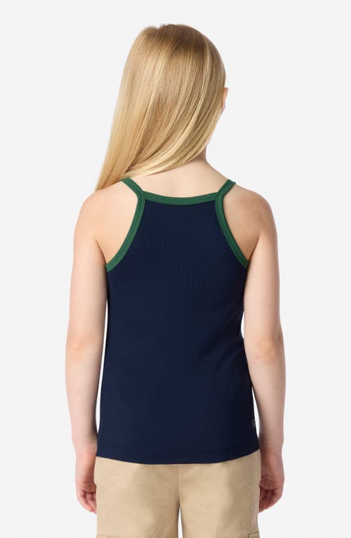 Lacoste Girls' Logo Ribbed Tank Top - Big Kid In Blue