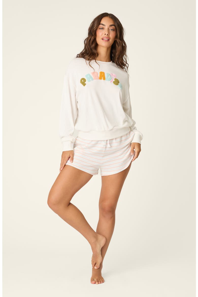 Paradise Bouclé Sweatshirt & Shorts Lounge Set, Alternate, color, IVORY