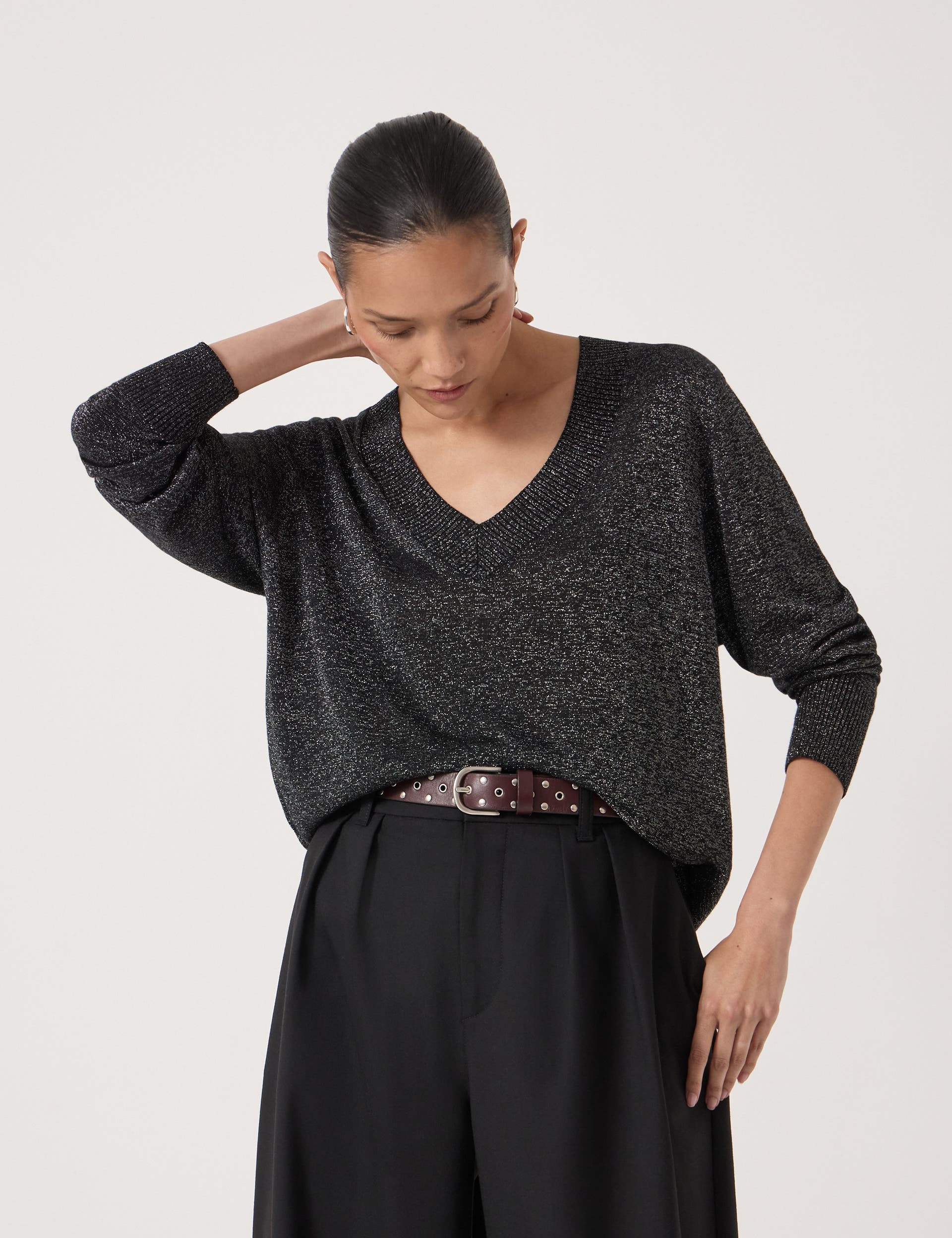 Gracey V Neck Metallic Jumper