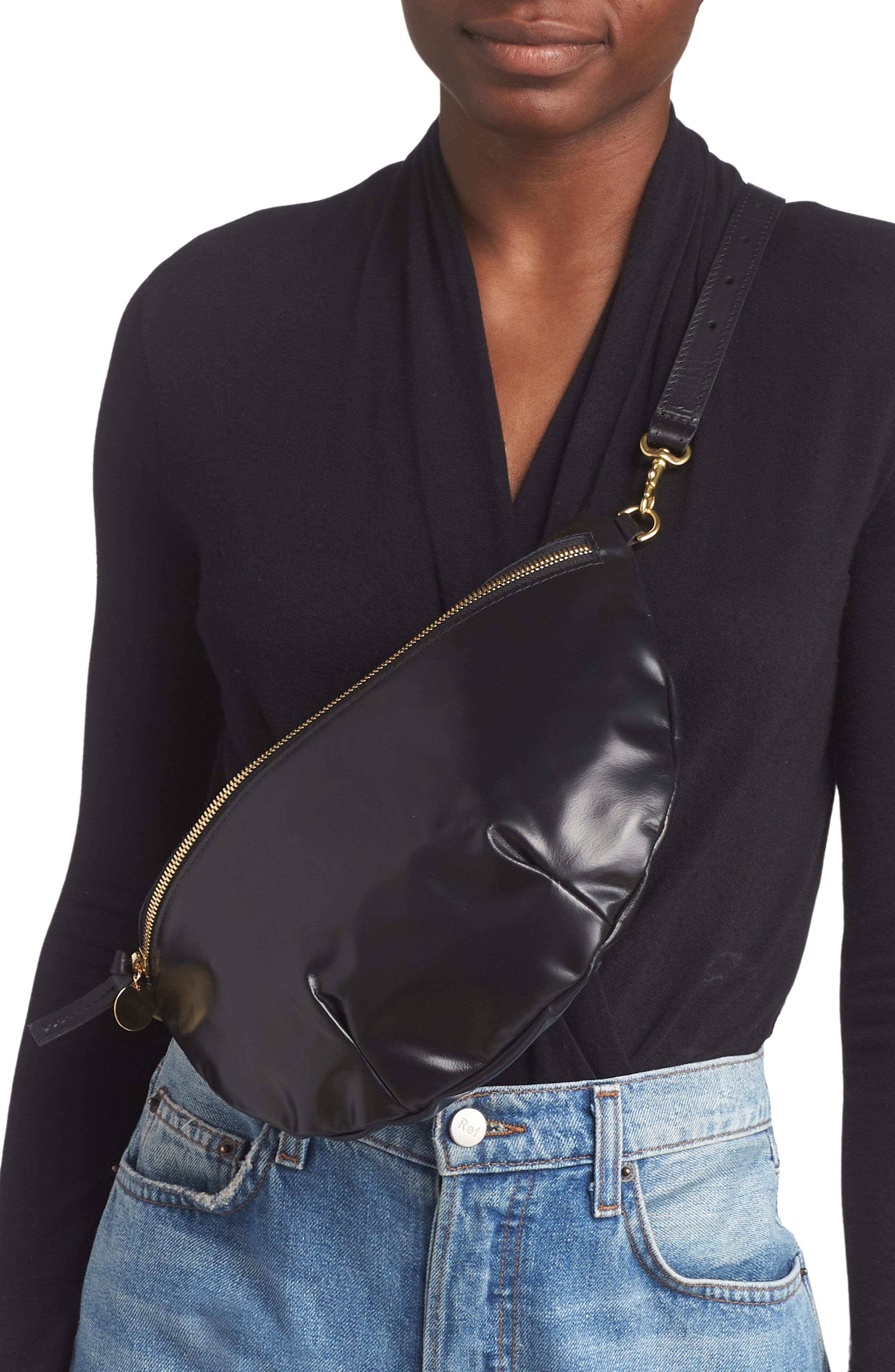Grande Fanny Leather Belt Bag, Alternate, color, BLACK
