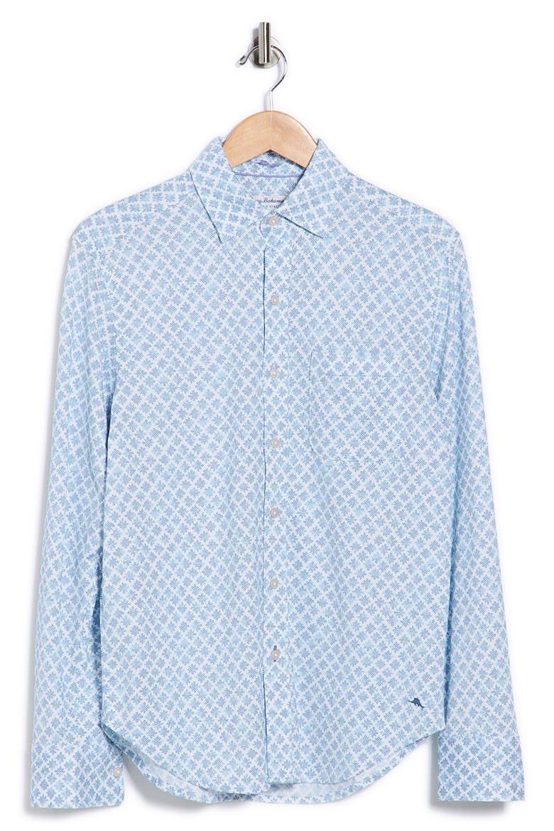 San Lucio Geometric Getaway Button-Up Shirt, Main, color, VACATION BLUE