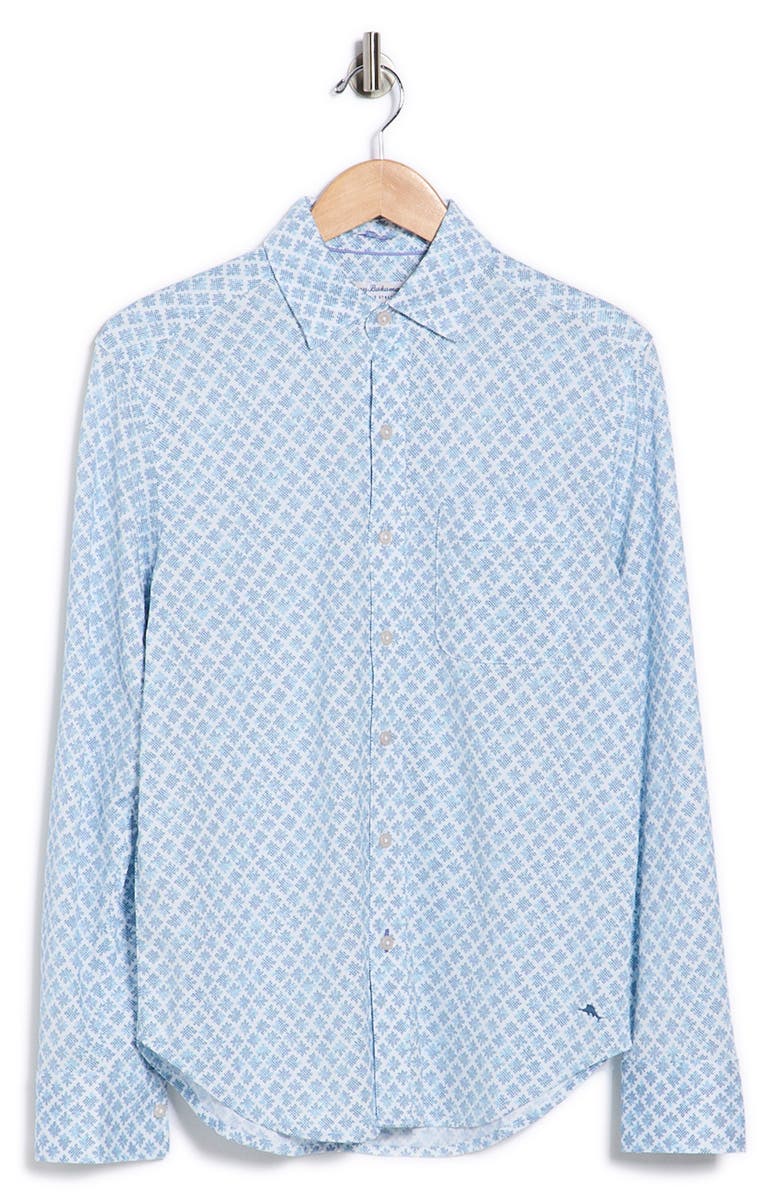 Tommy Bahama San Lucio Geometric Getaway Button-Up Shirt, Main, color, Vacation Blue