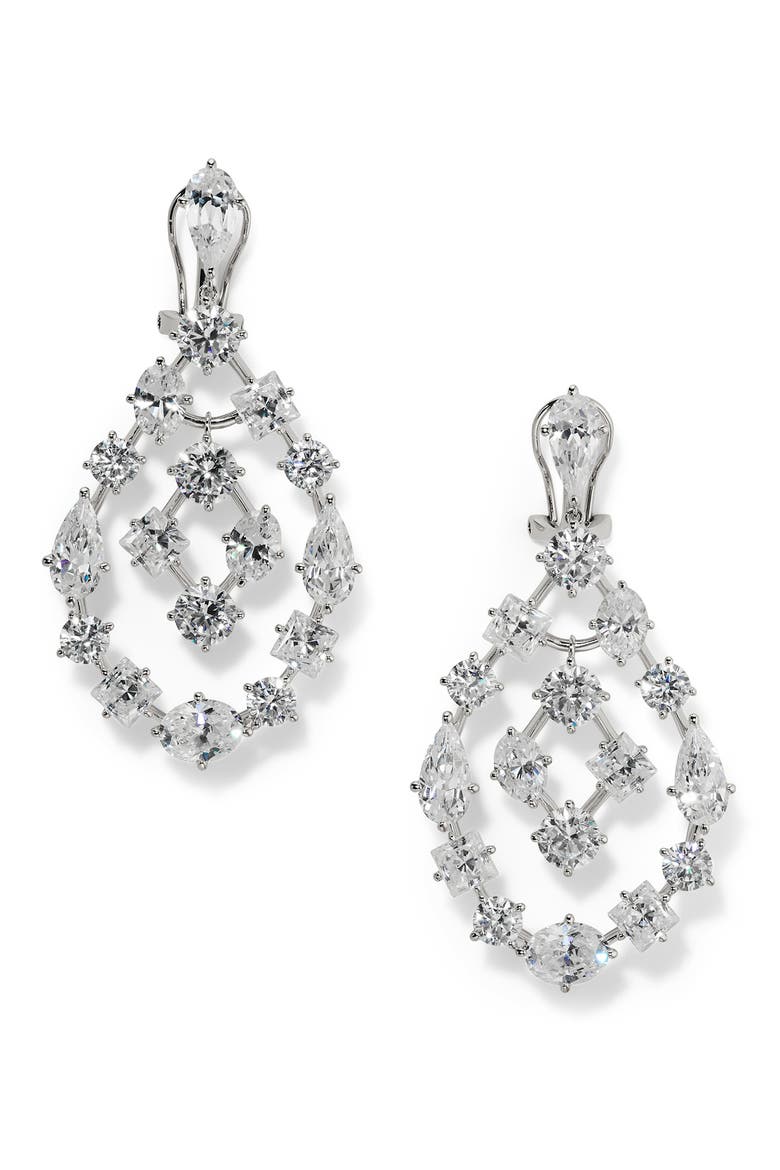 Riviera Chandelier Drop Earrings, Main, color, RHODIUM