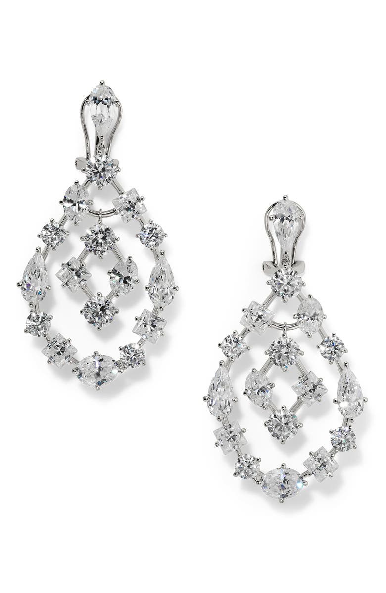 Nadri Riviera Chandelier Drop Earrings, Main, color, Rhodium